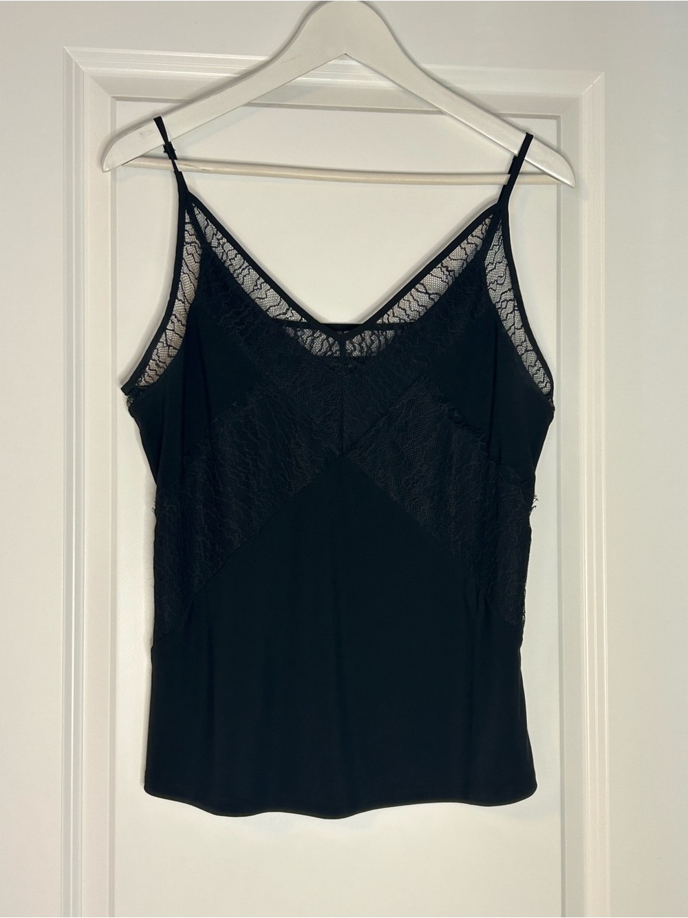 White House Black Market Black Lace-Trim Camisole